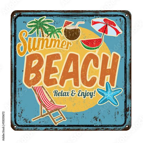 Summer beach vintage rusty retro sign