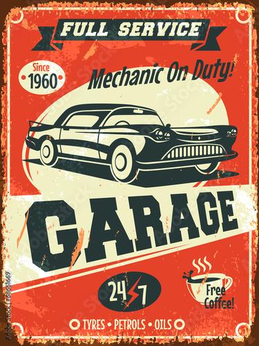 Retro car service sign