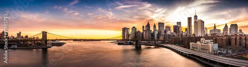 Brooklyn Bridge panorama at sunset