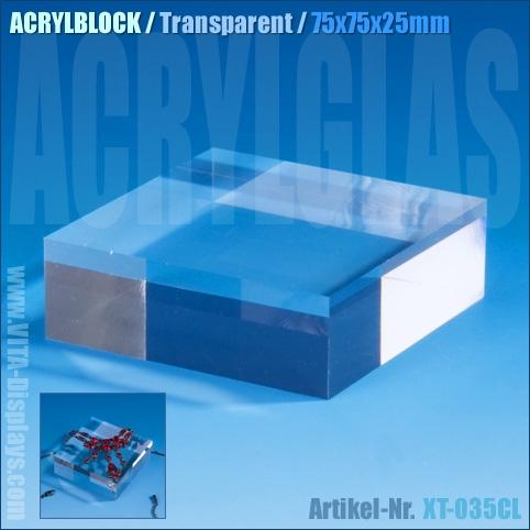 Acrylic block / transparent (75x75x25mm)