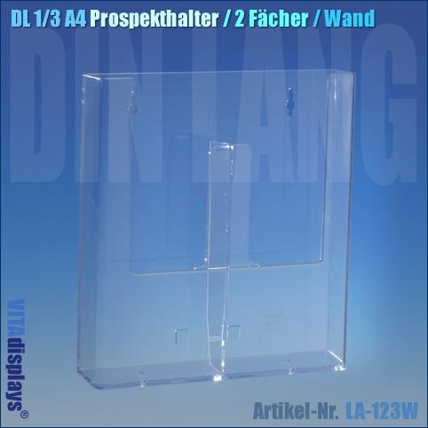 DL 1/3 A4 Prospekthalter / 2 Fächer / Wand