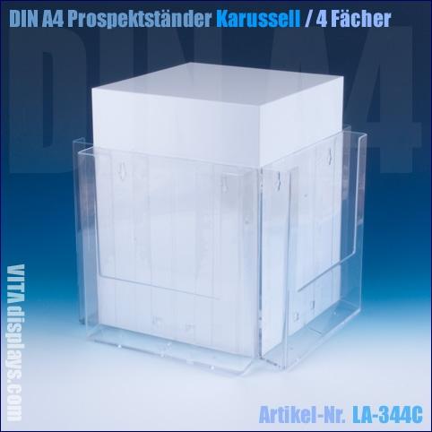 DIN A4 Prospektständer Drehsäule, drehbar (4 Fächer)