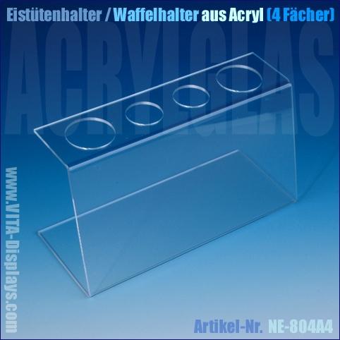 Eistütenhalter / Waffelhalter aus PLEXIGLAS® (4 Fächer)