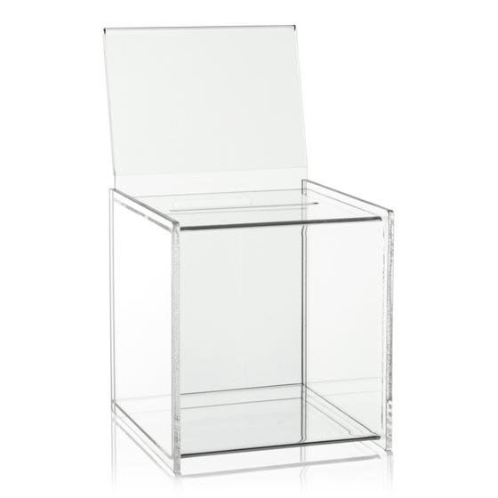 Losbox mit A6 Topschild aus PLEXIGLAS® (15x15x15cm)