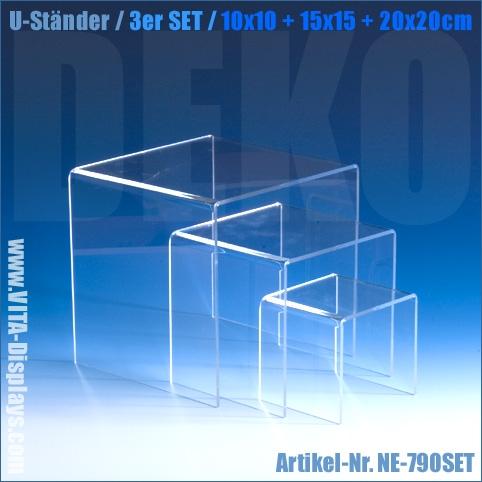 U-Ständer aus PLEXIGLAS® im 3er SET (10 / 15 / 20 cm)