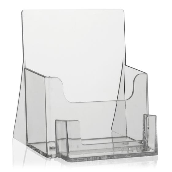 Brochure holder DIN A6 with business card tray (landscape)