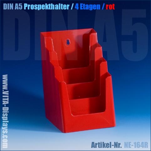 Bright red table leaflet holder Brochure holder (4 pcs.) in red