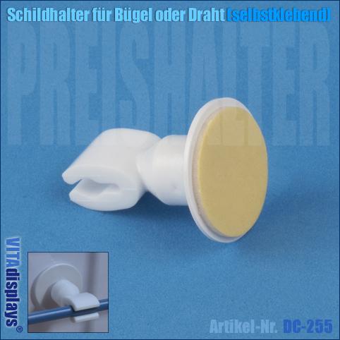 Schildhalter Klebepunkt mit schwenkbarem Kugellager / Drahtstecker