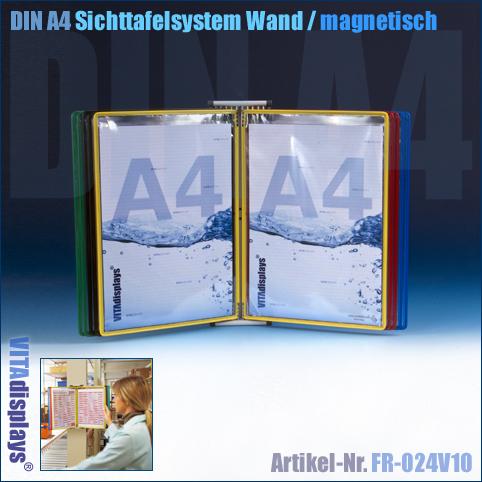 Sichttafelsystem Wand mit 10 A4 Sichttafeln (magnetisch)