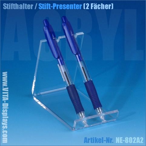 Stifthalter / Stift-Presenter aus PLEXIGLAS® (2 Fächer)