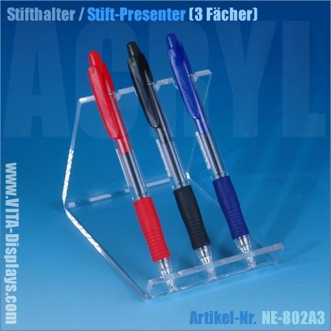 Stifthalter / Stift-Presenter aus PLEXIGLAS® (3 Fächer)