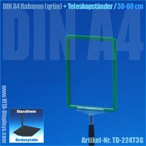 A4 Rahmen (grün) + Teleskopständer 30-60cm