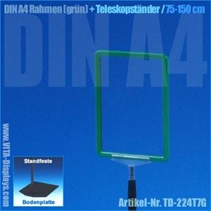 A4 Rahmen (grün) + Teleskopständer 75-150cm