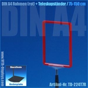 A4 Rahmen (rot) + Teleskopständer 75-150cm