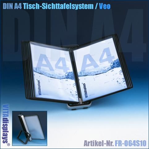 Tisch-Sichttafelsystem Veo mit 10 A4 Sichttafeln schwarz